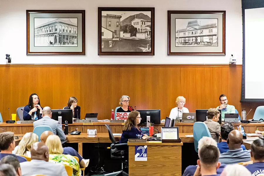 EMERGENCY RULES The San Luis Obispo City Council (pictured) passed emergency tenant protections on Nov. 26. They mirror a new state law that doesn't take effect until Jan. 1. - FILE PHOTO