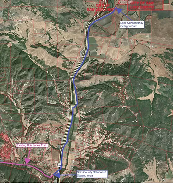 FINISH LINE SLO County is hoping that state transportation grants can help fund the long-awaited Bob Jones Trail extension. - IMAGE COURTESY OF SLO COUNTY