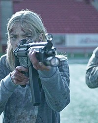 BAND TOGETHER Desperate survivors of a zombie outbreak&mdash;(left to right) Sun (Christine Lee), Rose (Jamie King), and Spears (Justin Chu Cary)&mdash;fight off both zombies and murderous humans, in Black Summer, streaming on Netflix.