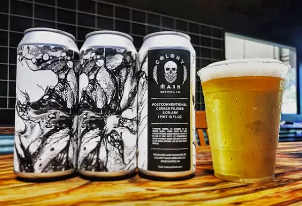 PILSNER PARADE Postconventional German Pilsner was the first beer in tanks at Colony Mash Co., and it's one of brewer Erik Knapp's personal favorites. - PHOTOS COURTESY OF COLONY MASH BREWING CO. INSTAGRAM