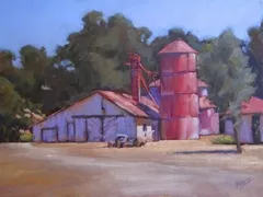 HALTER RANCH : As a plein air painter, Penelope Letz found it difficult at first to paint an entirely red painting. Now, she says, “I see red everywhere.” - IMAGE COURTESY OF STUDIOS ON THE PARK