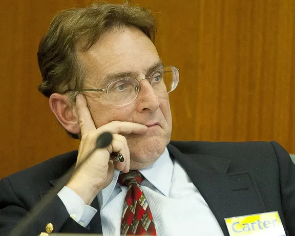 TARGET? : Councilman Andrew Carter finds himself under the close scrutiny of the SLO Police Officers’ Association. - PHOTO BY STEVE E. MILLER