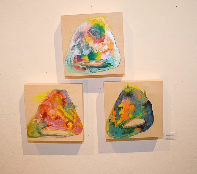 MOUNTAIN FACE : Nick Wilkinson, whose work is currently on display at SLOMA, created the Mountain Face series for the show. - PHOTO BY LAUREN COOOK
