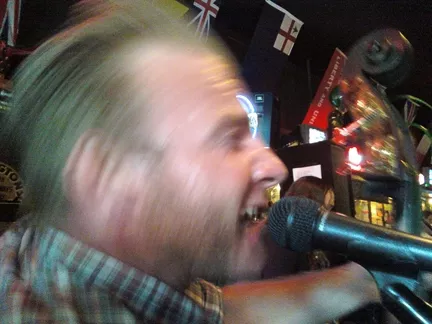 RIP ROARING COWPUNK : One of my favorite new bands, The Sons of Katie Elder, play a three-band show at Camozzi’s in A-Town on April 23. - CELLPHONE PHOTO BY GLEN STARKEY