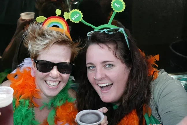 ADORABLE : Aileen Manley and Maeva Considine get into the spirit with headgear and boas! - PHOTOS BY GLEN STARKEY