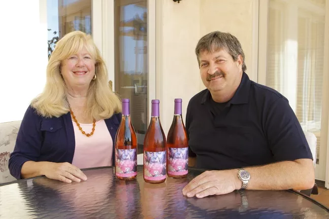ROSEY FUTURE : Maurice and Susie Wedell showcase their Rosé wine that is produced solely to provide money for breast cancer research. - PHOTOS BY STEVE E. MILLER