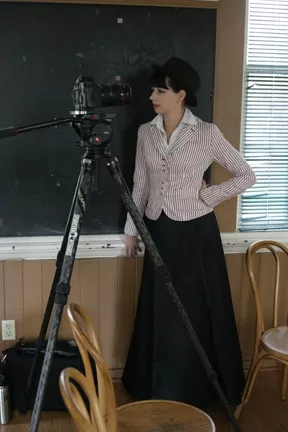ASSISTANT DIRECTOR : Sarah Linn, wife of director Chris Daly, is also dressed to be an extra. - PHOTOS BY GLEN STARKEY