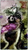WOLF IN WOMAN'S CLOTHING: Summer Pop Up Show coordinator Ellen Jewett will display her series of wolfwomen paintings, including "Flinging Her Skirt." - IMAGE BY ELLEN JEWETT