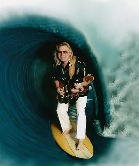 POLY STYLE—THEN AND NOW : Innovator of surf and psychedelic folk rock music, Merrell Fankhauser used to play at Fin’s Restaurant in Grover Beach and still sometimes plays live music in Maui, but mostly Merrell (pronounced Merl) sticks to what he does best—a funky television show that is unlike anything else on the Central Coast. Tiki Lounge airs on various nights and times on Channel 2: Sundays at 7:30 p.m., Tuesdays at noon, and Fridays at midnight. In Santa Maria and Lompoc find Tiki on Channel 25 on Sundays at 6:30 p.m., Wednesdays at 7 p.m., and Fridays at 5:30 p.m. He’s excited about his latest song, Move To Higher Ground, which he wrote in 15 minutes. Fankhauser even sang a song for John Lennon at a three-day party in the Hollywood Hills. Info: merrellfankhauser.com. - IMAGES COURTESY OF MERRELL FANKAUSER
