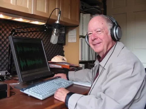 ON THE AIR : Jim Kampschroer, who operates Cambria's 103.5, plays what he calls "Old Time Radio." - PHOTO BY KYLIE MENDONCA