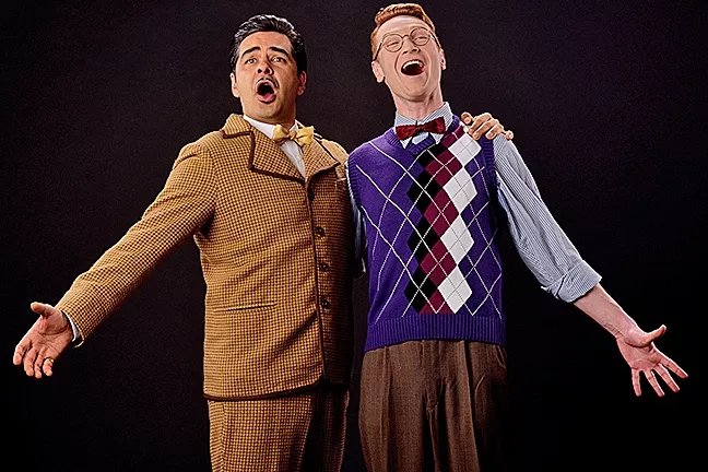 A COMEDY OF ERRORS: In Lend Me a Tenor, George Walker (left) plays opera star Tito Merelli, who falls unconscious and is replaced by opera house assistant Max, played by Joe Ogren (right), in order to save the failing venue. In the musical number “How ’Bout Me,” Max begs for the opportunity to replace the fallen Merelli. - PHOTO BY LUIS ESCOBAR REFLECTIONS PHOTOGRAPHY STUDIO