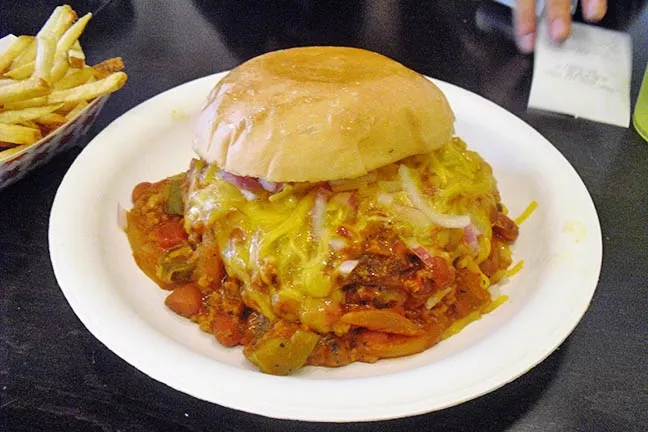 NOT FOR HANDS: Housemade chili and an extra helping of cheese mean you need silverware to tackle this Wee Shack burger. - PHOTO BY KATRINA BORGES