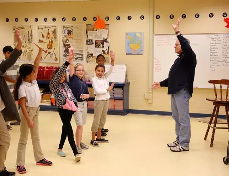 Mr. Richard McDonald leads the honor choir at Bodine Elementary in Oklahoma City, Friday, Nov. 6, 2015. - GARETT FISBECK