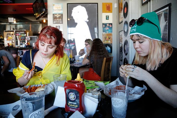 Kelli Mayo and Peyton Bighorse stop in for a bite to eat at S&B&#146;s Burger Joint before a day out in the city and talking about their upcoming Skating Polly album The Big Fit. - GARETT FISBECK