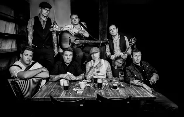 The Dropkick Murphys - clockwise from left: Tim Brennan, Al Barr, James Lynch, Jeff DaRosa, Matt Kelley, Josh "Scruffy" Wallace and Ken Casey.