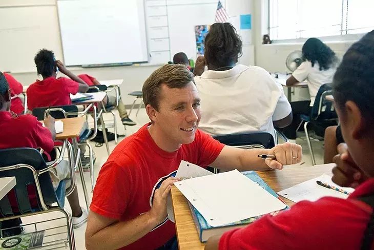 Jake Steel teaching 7th Grade Academic Achievment at John Marshall High School. mh