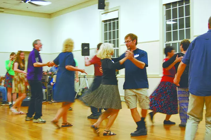 Contra dancers at First Unitarian Church of Oklahoma City. - Photo by Angela Botzer - ANGELA BOTZER