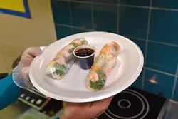 Shrimp spring rolls at Thai Rice & Noodle Cafe in Del City, 12-28-15. - MARK HANCOCK