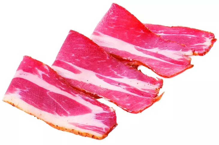 sliced pork bacon isolated on white background - BIGSTOCK