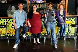 Alex Newman, Tiffany Watt, Jackson Curtin, and Melissa McGinnis pose for a photo at Sauced in Oklahoma City, Wednesday, July 8, 2015. - GARETT FISBECK