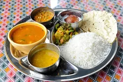 Lamb thali sampler at Mt. Everest Cuisines in Edmond, Tuesday, Feb. 9, 2016. - GARETT FISBECK