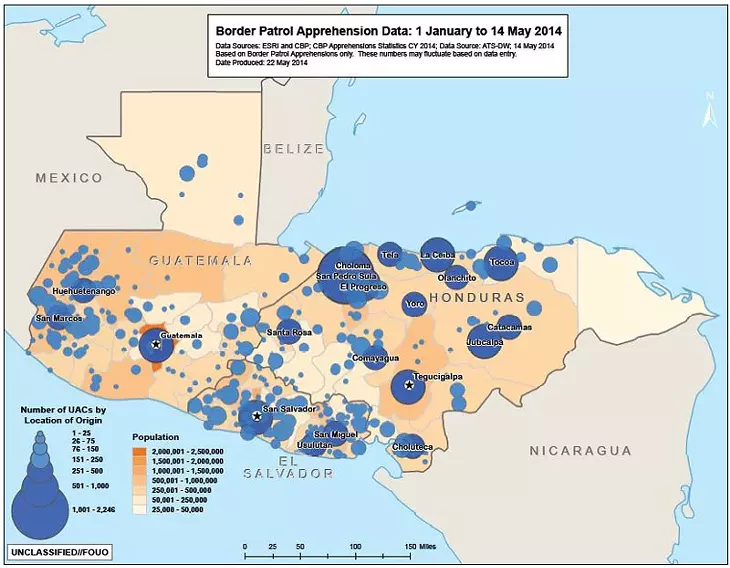 This map shows the origin for thousands of unaccompanied minors that are entering the United States. - PROVIDED/PEW RESEARCH