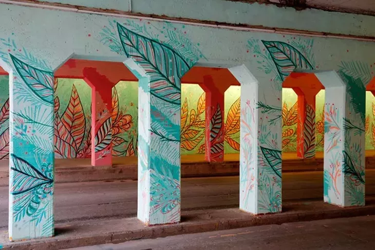 Jason Pawley's "Cultivation" mural in Oklahoma City, Thursday, July 2, 2015. - GARETT FISBECK