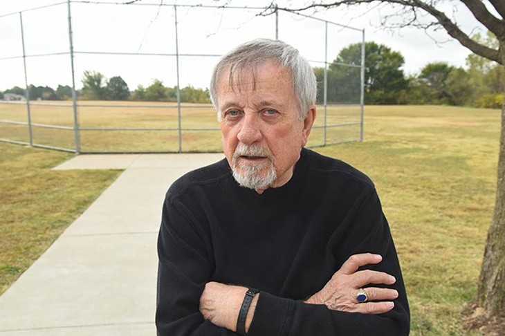 Ward 4 Oklahoma City Councilman Pete White proposes turning aspects of the Souther Oaks Park and Community Center, next to Parmalee Elementary School, into a Southern Oaks Learning and Wellness Campus.  Pete White, shown near a baseball backstop situated in the southern section of the property, near Lightning Creek which he thinks can be developed into a more user friendly area, 10-22-15. - MARK HANCOCK