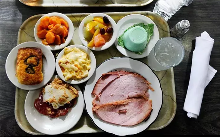Tray of food at Boulevard Cafeteria in Oklahoma City, Friday, Dec. 11, 2015. - GARETT FISBECK