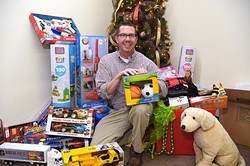 Kris Steele of TEEM organizes donations for the children of incarcerated parents. (Mark Hancock)