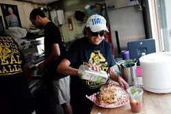 Nonna prepares focaccia at the Saucee Sicilian in Oklahoma City, Wednesday, May 27, 2015. - GARETT FISBECK