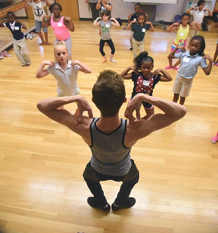 OKC Ballet's Walker Martin teaches kids at Boys & Girls Club, 3535 N. Western Avenue, during 1 of the 2, 1 hour sessions held on August 11th and 12th.  mh
