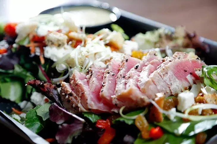 Heard It Through The Grapevine salad with a pan-seared tuna filet (Garett Fisbeck)