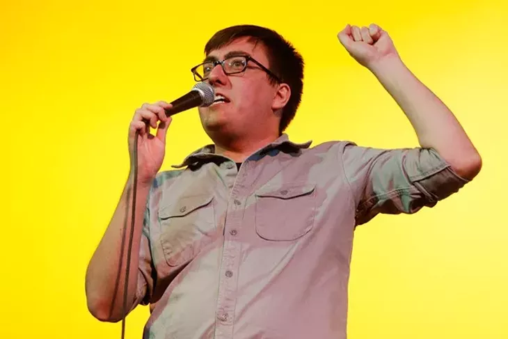 Comedian Cameron Buchholtz performs at the Sooner Theatre during Norman Music Festival, Thursday, April 23, 2015. (Garett Fisbeck)
