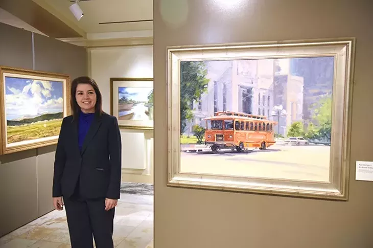 “You can infer a lot through historical context through the arts,” Amber Sharples said of the Oklahoma State Art Collection at the Capitol building. (Mark Hancock)