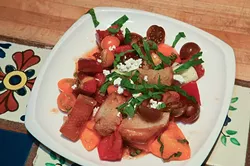 A fresh ingredient salad made by Chef Barbara at Kamala Gamble's home. mh