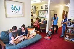 Volunteers get aquanted, clean up, and go over intake proceedures, at the Sisu Youth day center located at 1225 Sovereign Row in OKC. mh