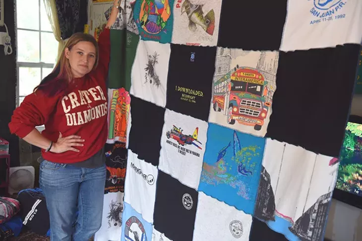 J.D. Star with a special order, custom made blanket in her home studio. mh