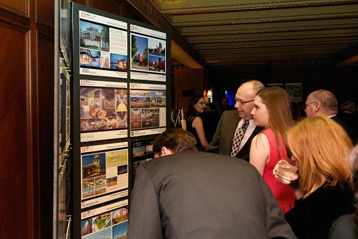 Attendees view winning pieces during the AIACOC design awards at the Skivin Hotel, Friday, Nov. 4, 2016. - GARETT FISBECK