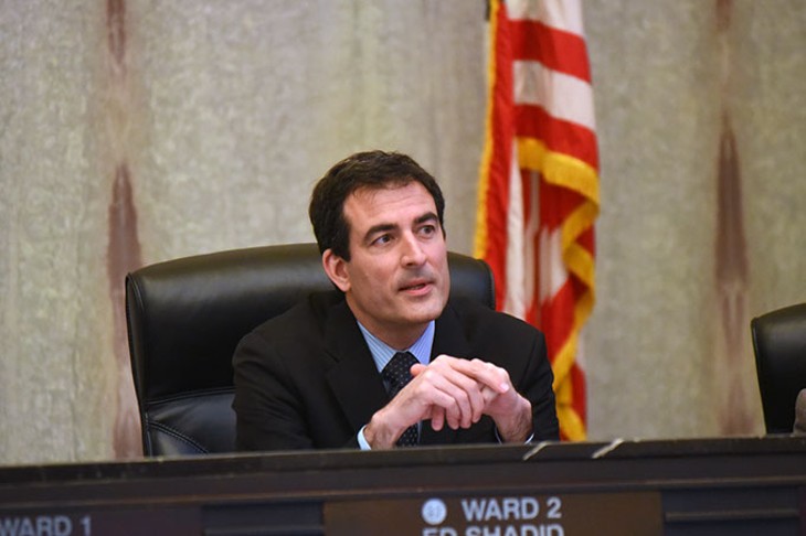 Oklahoma City Ward 2 Councilman, Ed Shadid, during the recent debate concerning panhandleing, 12-8-15, at City Hall in Downtown OKC. - MARK HANCOCK