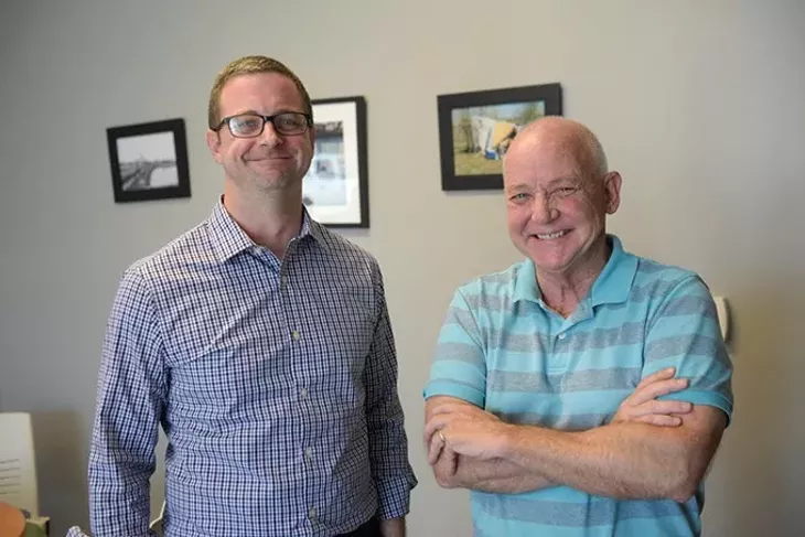 Dan Staughan and Jerod Shadid at the Homeless Alliance, Thursday, June 22, 2017. - GARETT FISBECK
