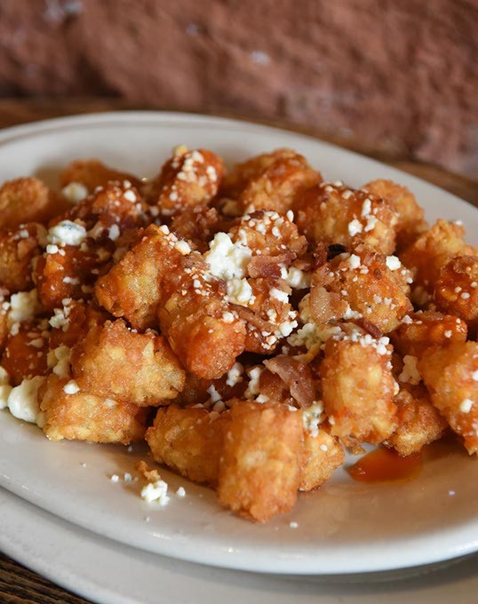 Buffalo Blue Bacon sothered tots, at McNellie's The Abner Ale Hous on Main Street in Norman, 12-19-16. - MARK HANCOCK