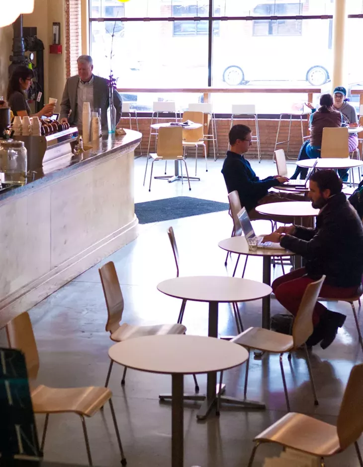 The layout of Coffee Slingers during late morning recently. mh