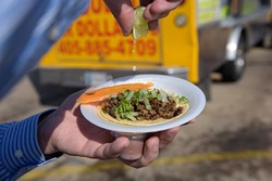 Carne asada taco at Taqueria Mr Dollar in Oklahoma City, Wednesday, Oct. 19, 2016. - GARETT FISBECK