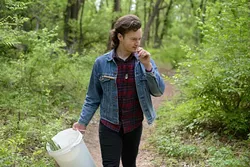 Local chef and foodie Andon Whitehorn forages for edible plants in Yukon. (Garett Fisbeck)