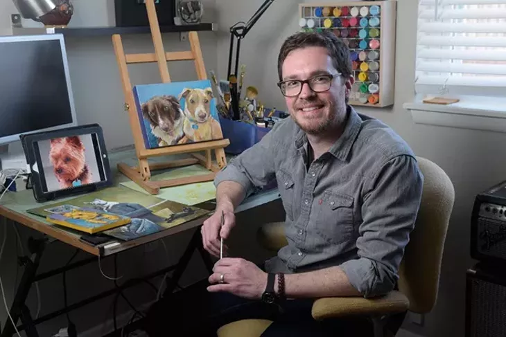 Artist Mark Moad poses for a photo at his home studio in Oklahoma City, Wednesday, Jan. 25, 2017. - GARETT FISBECK