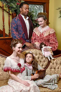 From Front Left; Kylie Groom as Esther Smith, Gabrielle Alspaugh as Tootie Smith, Micheal Andreus as Mr. Alonso Smith, and Karlin Smith as Mrs. Anna Smith. Meet Me in St. Louis. UCO Photo by Lauren Bieri - LAUREN BIERI