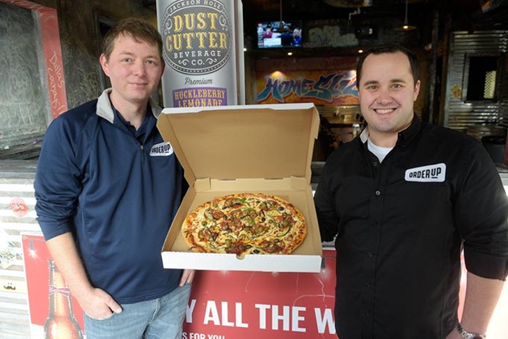 General Manager Cameron Davis and owner Blake Cantrell of OrderUp pose for a photo at Knuck's Wheelhouse, Wednesday, Jan. 25, 2017. - GARETT FISBECK