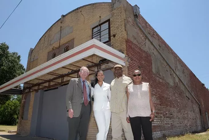 John McConnel, Karen Wallace Douglas, Arthur Hurst, and Sherri Williams, poses for a photo at the Jewel Theatre, Wednesday, June 28, 2017. - GARETT FISBECK