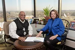 Karen Waddell, president and CEO of Lynn Institute, sits with Collaaborative Chair Greg Jones, Thursday, Jan. 12, 2017. - GARETT FISBECK